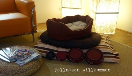 Decken, Körbe und Fressnäpfe heißen Haustiere in der Gästeresidenz Pelikanviertel willkommen.